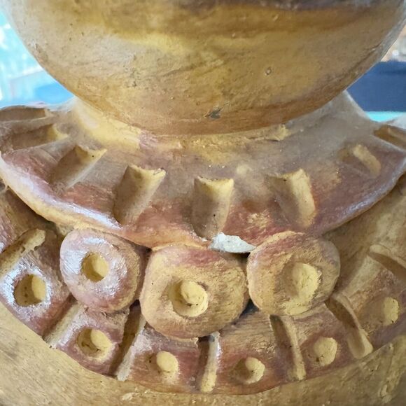 Mayan Aztec Pre Columbian Terracotta Statue Figure Seated Offering Bowl 16x10x8” - Picture 10 of 13